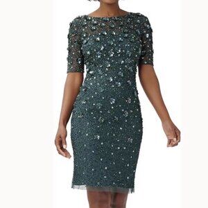 NWT Adrianna Papell Blue Beaded Cocktail/Evening Dress. Size 12